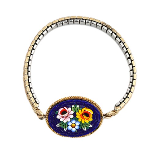 circular micro mosaic bracelet_ blue